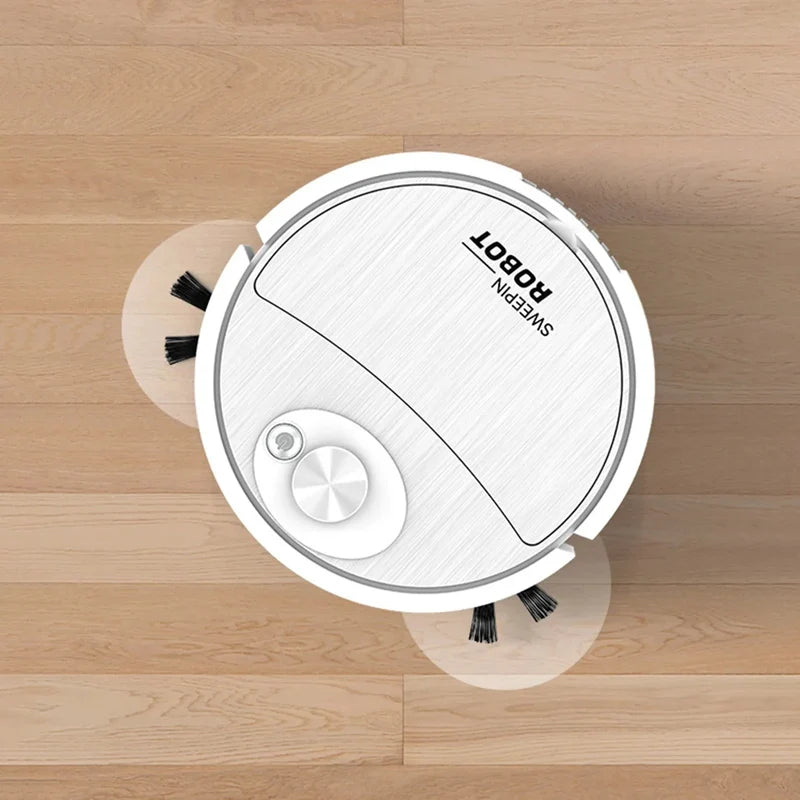 Sweepin Robot Vacuum Cleaner top view on hardwood floor