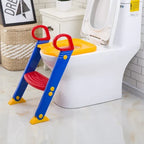 Kids toilet training ladder seat with blue frame, red handles, and yellow seat
